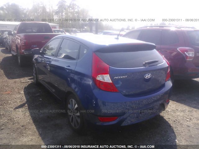 KMHCU5AE9FU231100 - 2015 HYUNDAI ACCENT GLS/SE Dark Blue photo 3