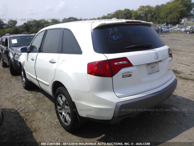 2HNYD28398H514027 - 2008 ACURA MDX TECHNOLOGY WHITE photo 3