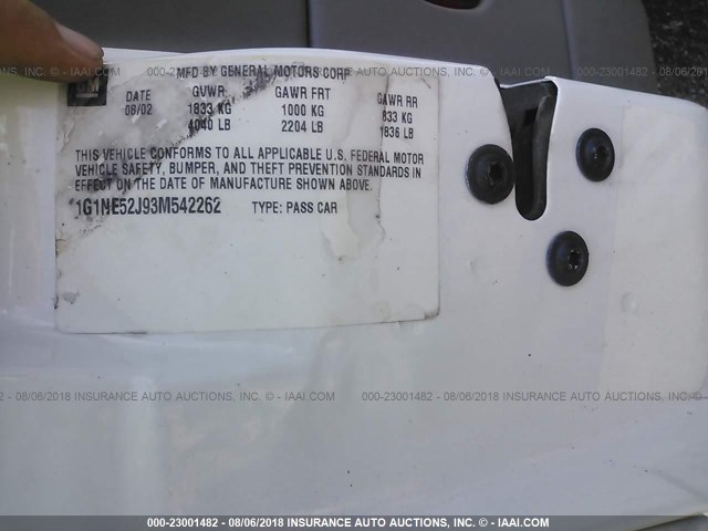 1G1NE52J93M542262 - 2003 CHEVROLET MALIBU LS 白色 照片 9