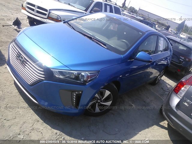 KMHC75LC6HU045665 - 2017 HYUNDAI IONIQ SEL BLUE photo 2