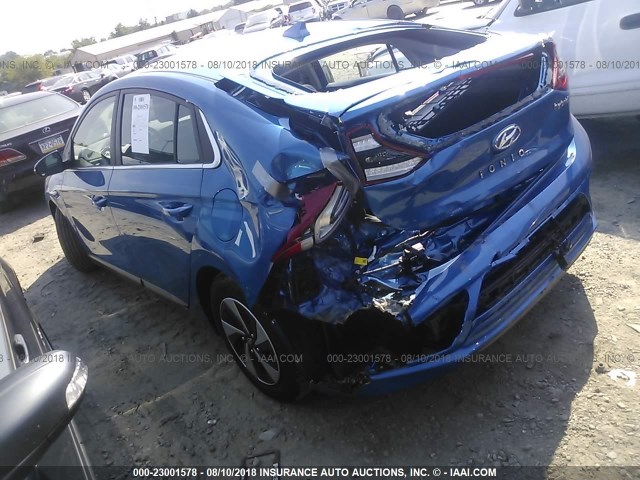 KMHC75LC6HU045665 - 2017 HYUNDAI IONIQ SEL BLUE photo 3