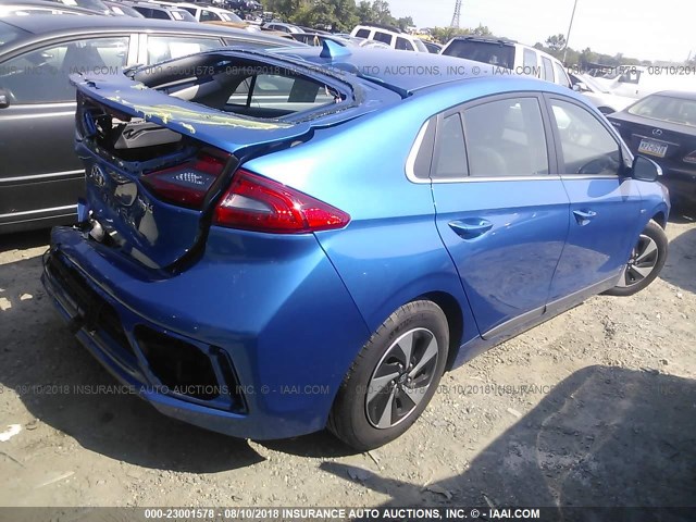 KMHC75LC6HU045665 - 2017 HYUNDAI IONIQ SEL BLUE photo 4