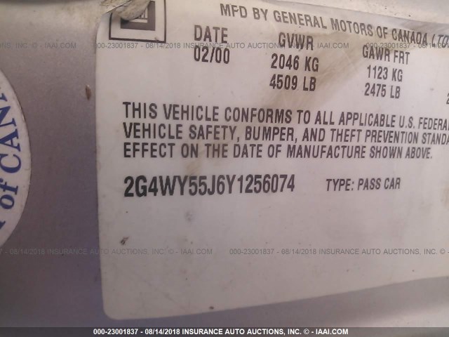 2G4WY55J6Y1256074 - 2000 BUICK CENTURY LIMITED/2000 SILVER photo 9