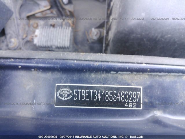 5TBET34185S483297 - 2005 TOYOTA TUNDRA DOUBLE CAB SR5 BLUE photo 9