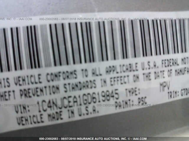 1C4NJCEA1GD619845 - 2016 JEEP COMPASS LATITUDE ვერცხლისფერი ფოტო 9
