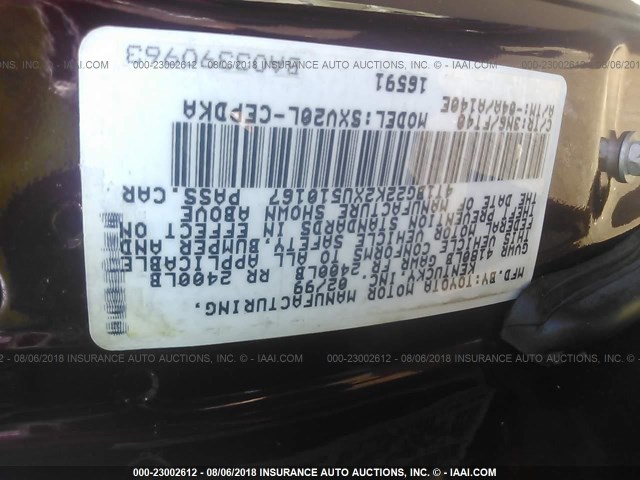 4T1BG22K2XU510167 - 1999 TOYOTA CAMRY CE/LE/XLE 红色 照片 9