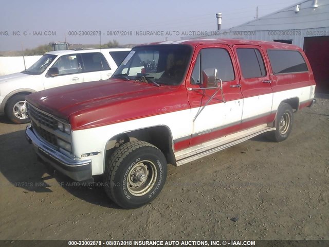 1GNEV16K8LF140215 - 1990 CHEVROLET SUBURBAN V1500 RED photo 2