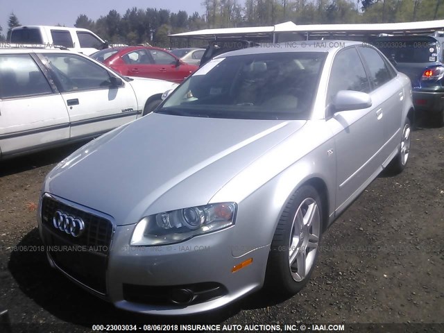 WAUDF78E78A058330 - 2008 AUDI A4 2.0T QUATTRO SILVER photo 2