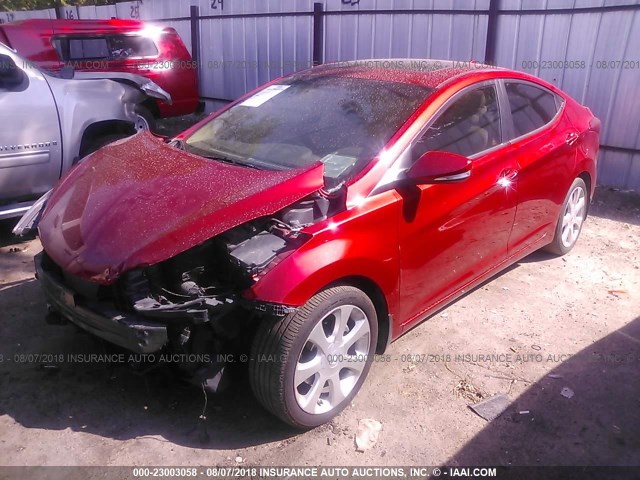 KMHDH4AE9CU255721 - 2012 HYUNDAI ELANTRA GLS/LIMITED RED photo 2