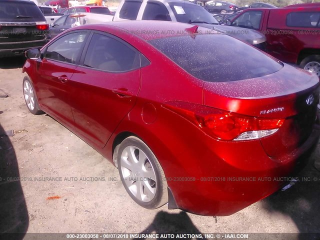 KMHDH4AE9CU255721 - 2012 HYUNDAI ELANTRA GLS/LIMITED RED photo 3