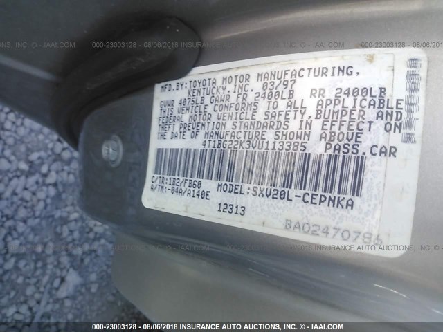 4T1BG22K3VU113385 - 1997 TOYOTA CAMRY CE/LE/XLE GRAY photo 9