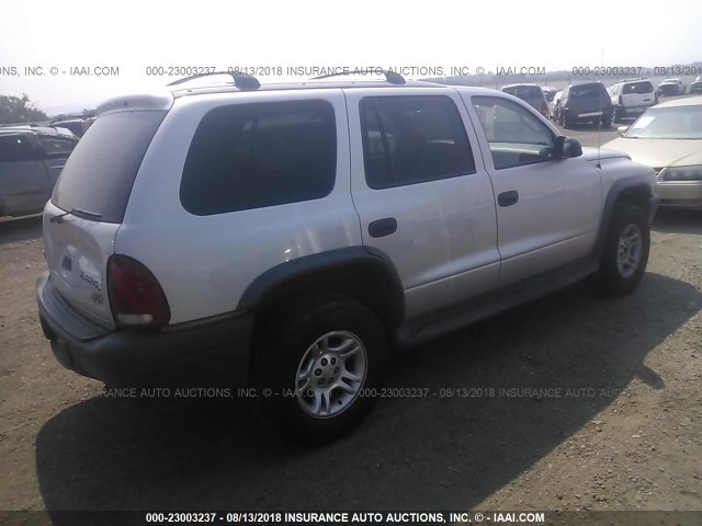 1D4HS38N73F551500 - 2003 DODGE DURANGO SPORT SILVER photo 4