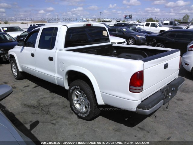 1D7HL38K14S589688 - 2004 DODGE DAKOTA QUAD SPORT WHITE photo 3