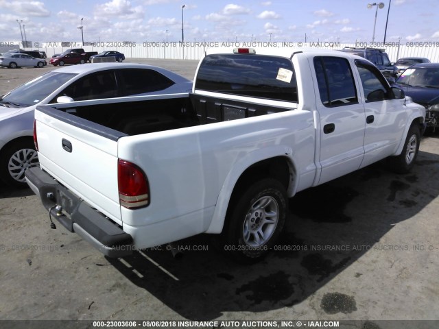 1D7HL38K14S589688 - 2004 DODGE DAKOTA QUAD SPORT WHITE photo 4