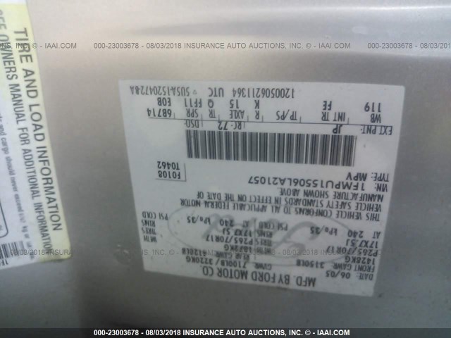 1FMPU15506LA21057 - 2006 FORD EXPEDITION XLT SILVER photo 9