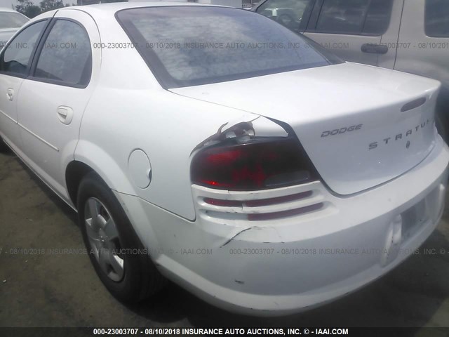 1B3EL46J05N578857 - 2005 DODGE STRATUS SXT WHITE photo 6