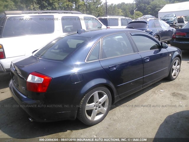 WAULC68E54A179169 - 2004 AUDI A4 1.8T QUATTRO Dark Blue photo 4