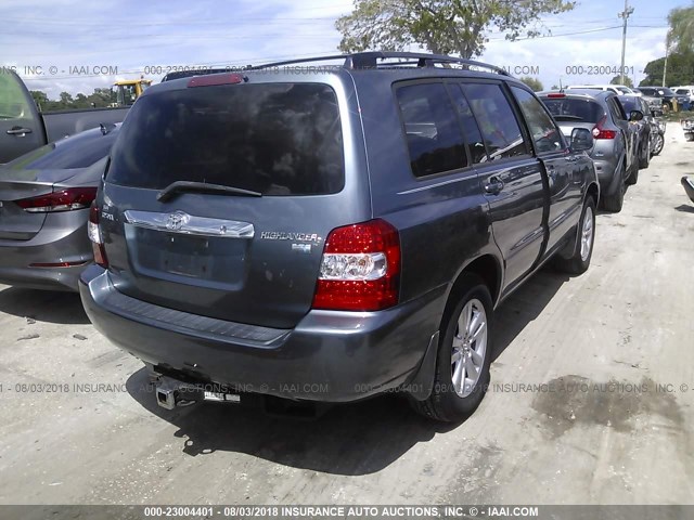 JTEDW21A660003041 - 2006 TOYOTA HIGHLANDER HYBRID BLUE photo 4