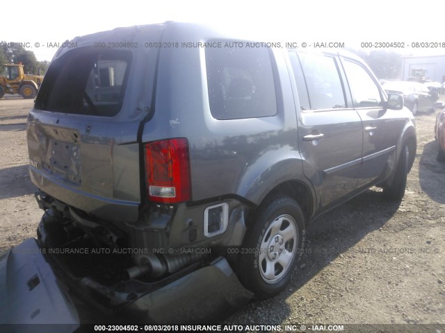 5FNYF3H20DB001780 - 2013 HONDA PILOT LX GRAY photo 4