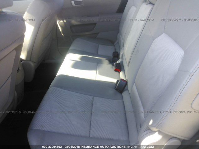 5FNYF3H20DB001780 - 2013 HONDA PILOT LX GRAY photo 8