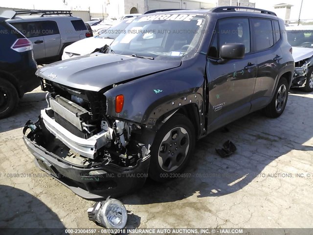 ZACCJAAB6HPE43422 - 2017 JEEP RENEGADE SPORT Մոխրագույն լուսանկար 2