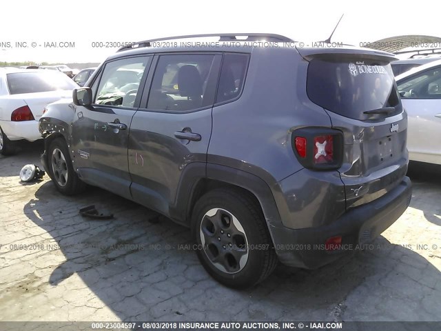 ZACCJAAB6HPE43422 - 2017 JEEP RENEGADE SPORT Մոխրագույն լուսանկար 3