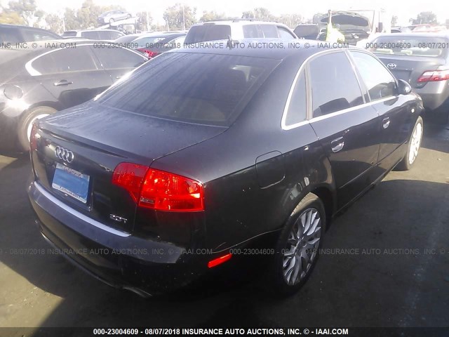 WAUAF78E18A159527 - 2008 AUDI A4 2.0T BLACK photo 4