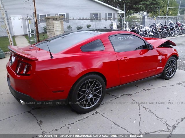 1ZVBP8JS4B5108580 - 2011 FORD MUSTANG SHELBY GT500 RED photo 4