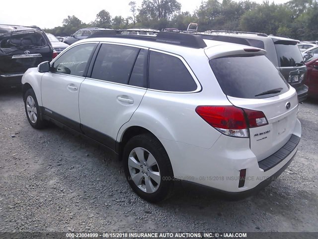 4S4BRCCC8B3402836 - 2011 SUBARU OUTBACK 2.5I PREMIUM WHITE photo 3