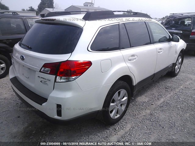 4S4BRCCC8B3402836 - 2011 SUBARU OUTBACK 2.5I PREMIUM WHITE photo 4