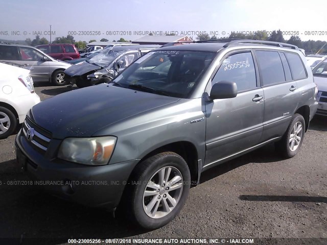 JTEHW21A670035183 - 2007 TOYOTA HIGHLANDER HYBRID GREEN photo 2