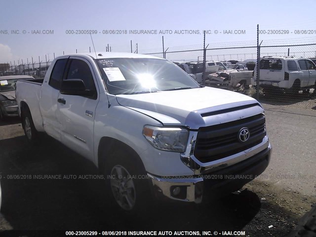 5TFRY5F11EX157693 - 2014 TOYOTA TUNDRA DOUBLE CAB SR/SR5 WHITE photo 1