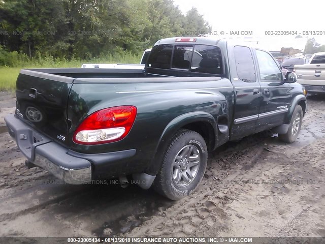 5TBRT34124S445399 - 2004 TOYOTA TUNDRA ACCESS CAB SR5 GREEN photo 4