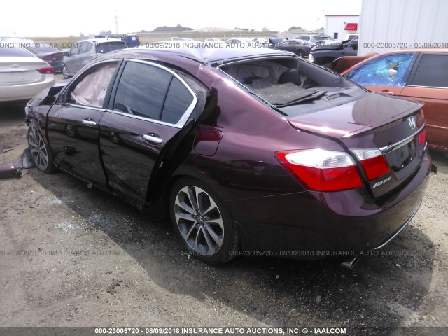 1HGCR2F57EA114520 - 2014 HONDA ACCORD SPORT MAROON photo 3