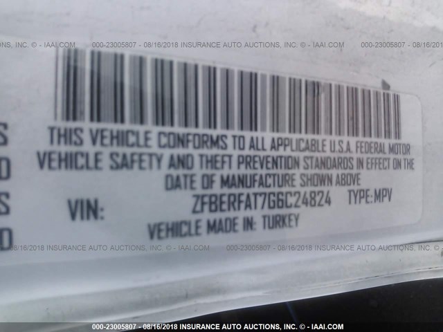 ZFBERFAT7G6C24824 - 2016 RAM PROMASTER CITY  白色 照片 9