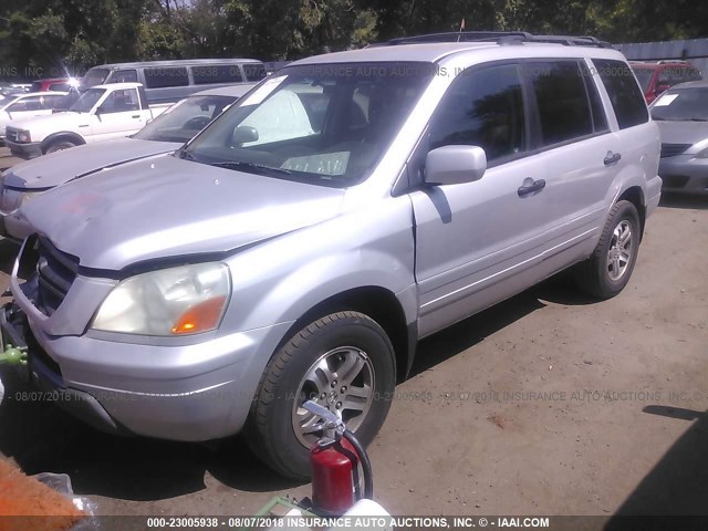 2HKYF18524H553815 - 2004 HONDA PILOT EXL SILVER photo 2