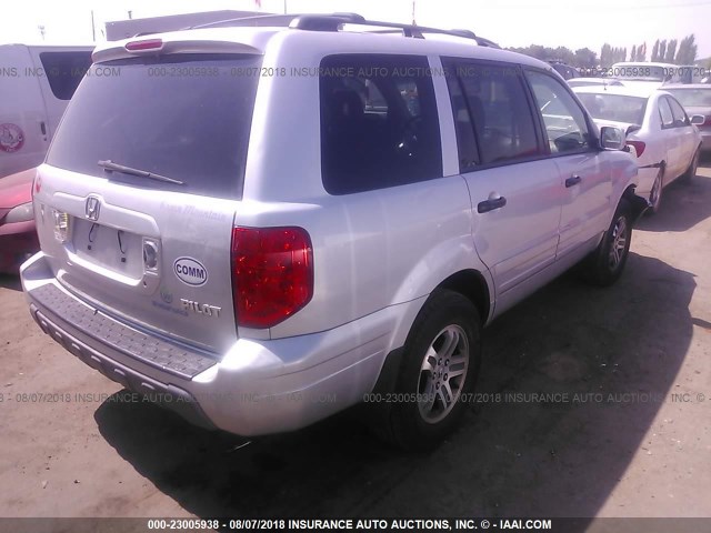 2HKYF18524H553815 - 2004 HONDA PILOT EXL SILVER photo 4