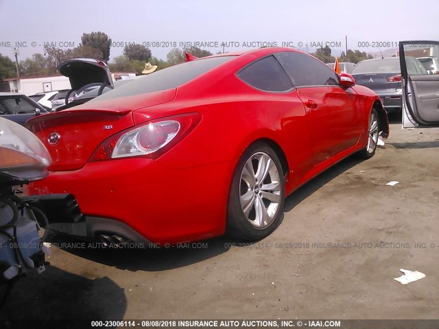 KMHHU6KH4BU065034 - 2011 HYUNDAI GENESIS COUPE 3.8L RED photo 4