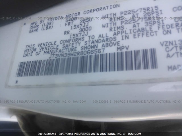 JT3VN39W2R8066567 - 1994 TOYOTA 4RUNNER VN39 SR5 白色 照片 9