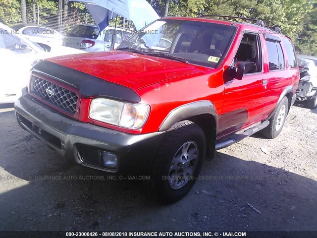 JN8DR07Y01W503761 - 2001 NISSAN PATHFINDER LE/SE/XE RED photo 2