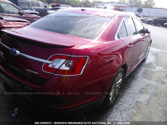 1FAHP2FW4AG159978 - 2010 FORD TAURUS LIMITED RED photo 4