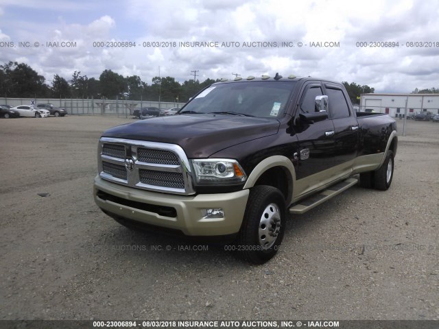 3C63RRKL6EG256667 - 2014 RAM 3500 LONGHORN BROWN photo 2