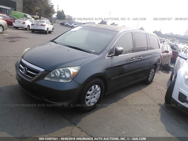 5FNRL38216B115853 - 2006 HONDA ODYSSEY LX GRAY photo 2