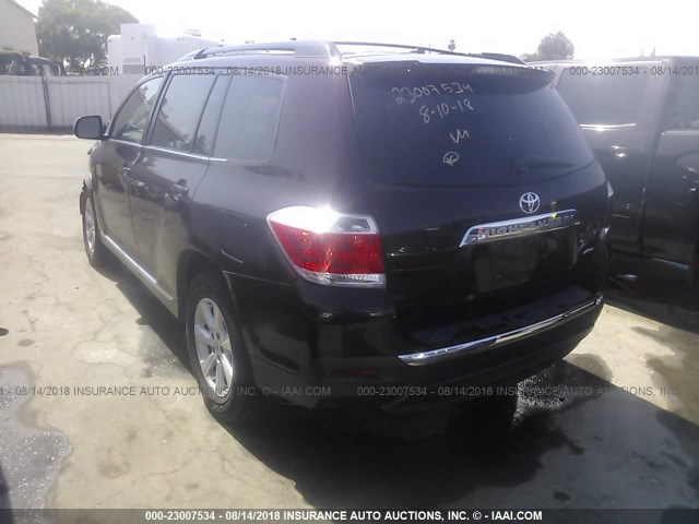 5TDBK3EH5CS139531 - 2012 TOYOTA HIGHLANDER SE MAROON photo 3