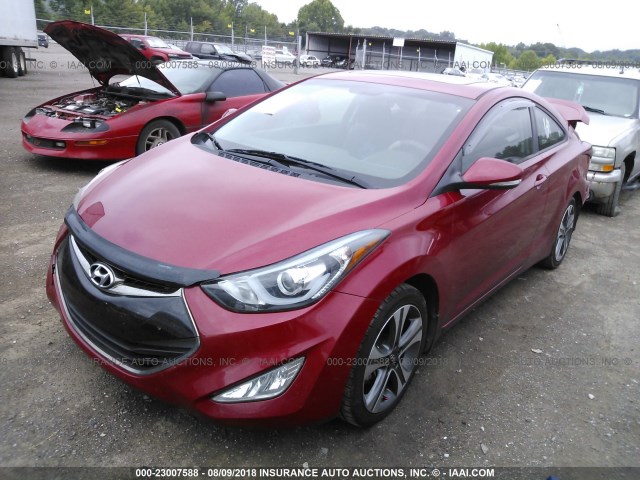 KMHDH6AH7EU028181 - 2014 HYUNDAI ELANTRA COUPE GS/SE RED photo 2