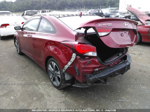 KMHDH6AH7EU028181 - 2014 HYUNDAI ELANTRA COUPE GS/SE RED photo 3