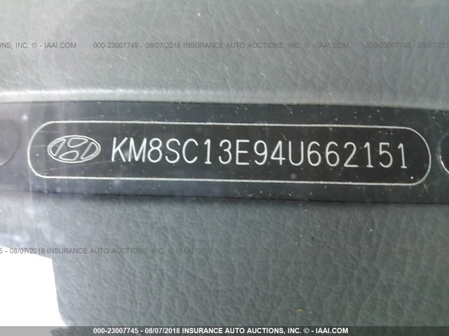 KM8SC13E94U662151 - 2004 HYUNDAI SANTA FE GLS/LX SILVER photo 9