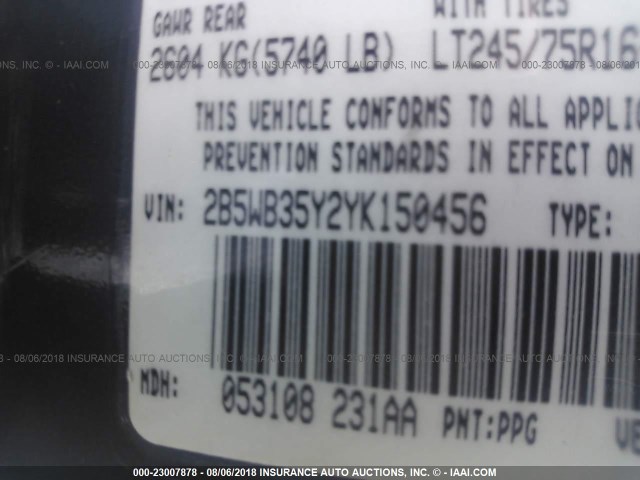 2B5WB35Y2YK150456 - 2000 DODGE RAM WAGON B3500 GREEN photo 9