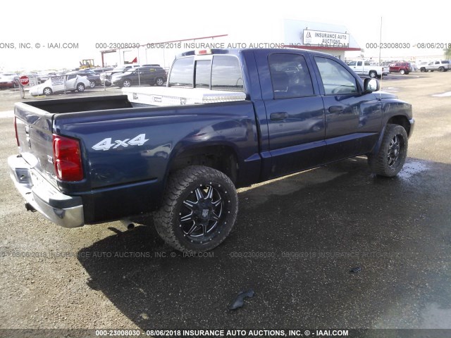 1D7HW48N46S527907 - 2006 DODGE DAKOTA QUAD SLT BLUE photo 4