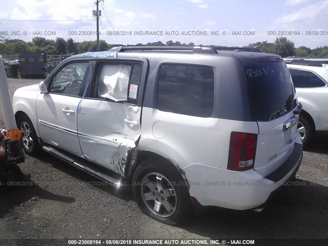 5FNYF4H98AB004604 - 2010 HONDA PILOT TOURING WHITE photo 3